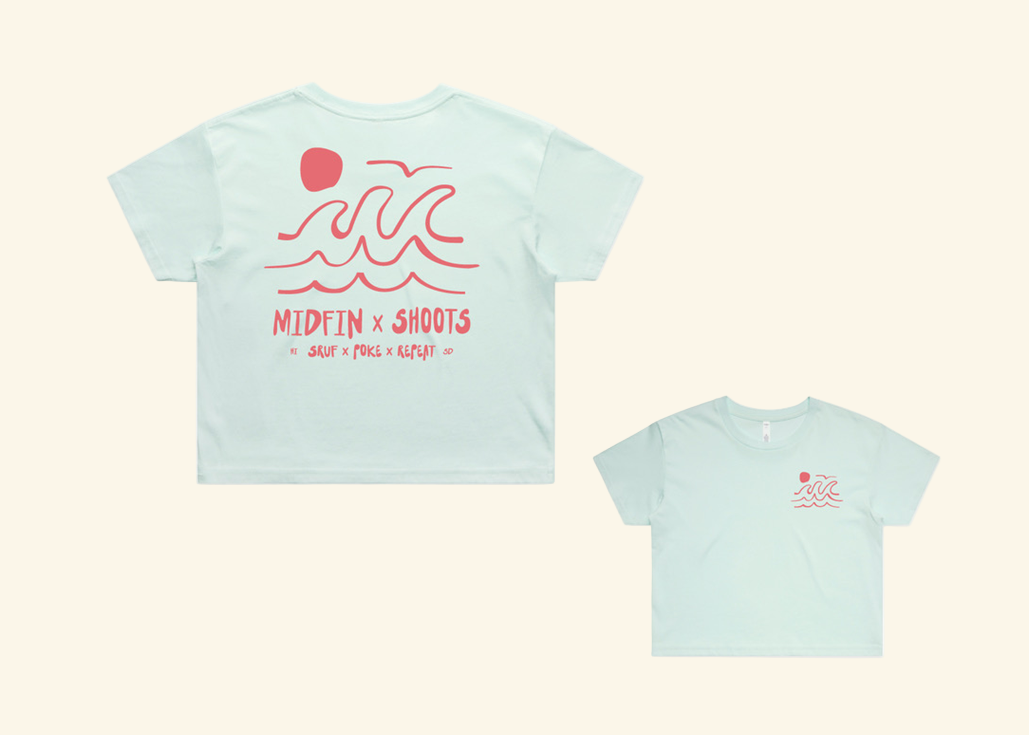SHOOTS x mid fin co. || Surf | Poke | Repeat || Women's Crop Top